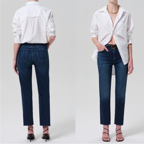 Citizens Of Humanity Denim - Citizens Of Humanity Caia High Rise Straight Leg Jeans Regency Dark Wash Size 28